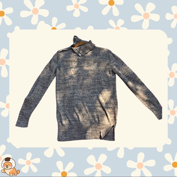 Gap Marled Grey Snap Turtle Neck Sweater - Picture 5 of 9